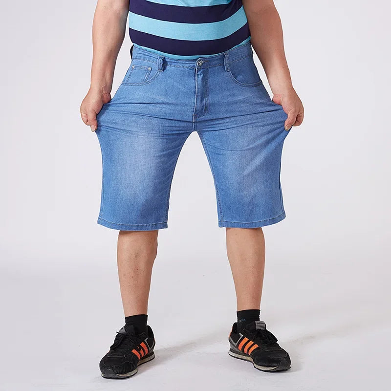 Jeans Men Denim Shorts Summer Blue Plus Size Big 44 46 48 52 56 Male Half Trousers High Waist Short Stretched Masculino Hombre