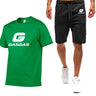 Motorcycles GasGas Summer Men's Sportswear Shorts Set Short Sleeve Breathable Grid T-Shirt Shorts Casualwear Basketball Training