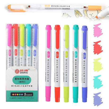 Highlighters Pastel Pen Set Colored Markers Colors Kawaii Cute for Kids Stationery Aesthetic Office School Supplies