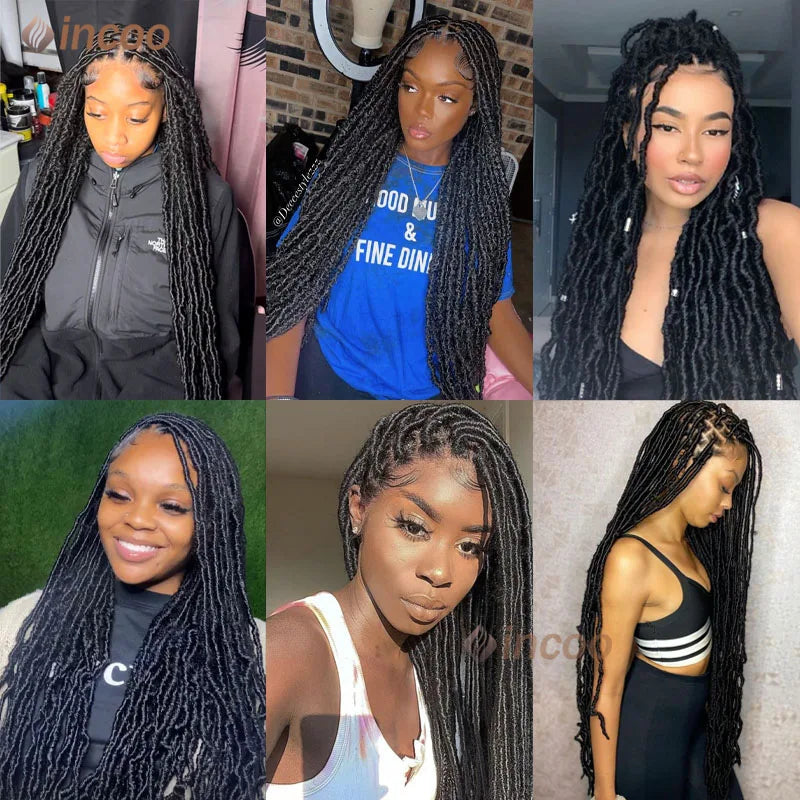 40 Inch Full Lace Front Braided Wigs Butterfly Locs Crochet Hair Synthetic Distressed Soft Locs Pre Looped Braid for Black Women