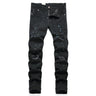 Fashion Street Style Ripped Skinny Jeans Men Vintage wash Solid Denim Trouser Mens Casual Slim fit  Black Blue denim Pants