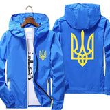 Men's Windbreaker Ukraine Ukrainian Logo Zipper Sports Pilot Thin Reflective Sunscreen Skin Ultra Light Jacket Coat Clothing 6XL