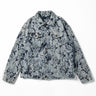 Men Ripped Distressed Denim Jacket Flower Jacquard Weave Embroidery Coat Loose Long Sleeve Outerwear