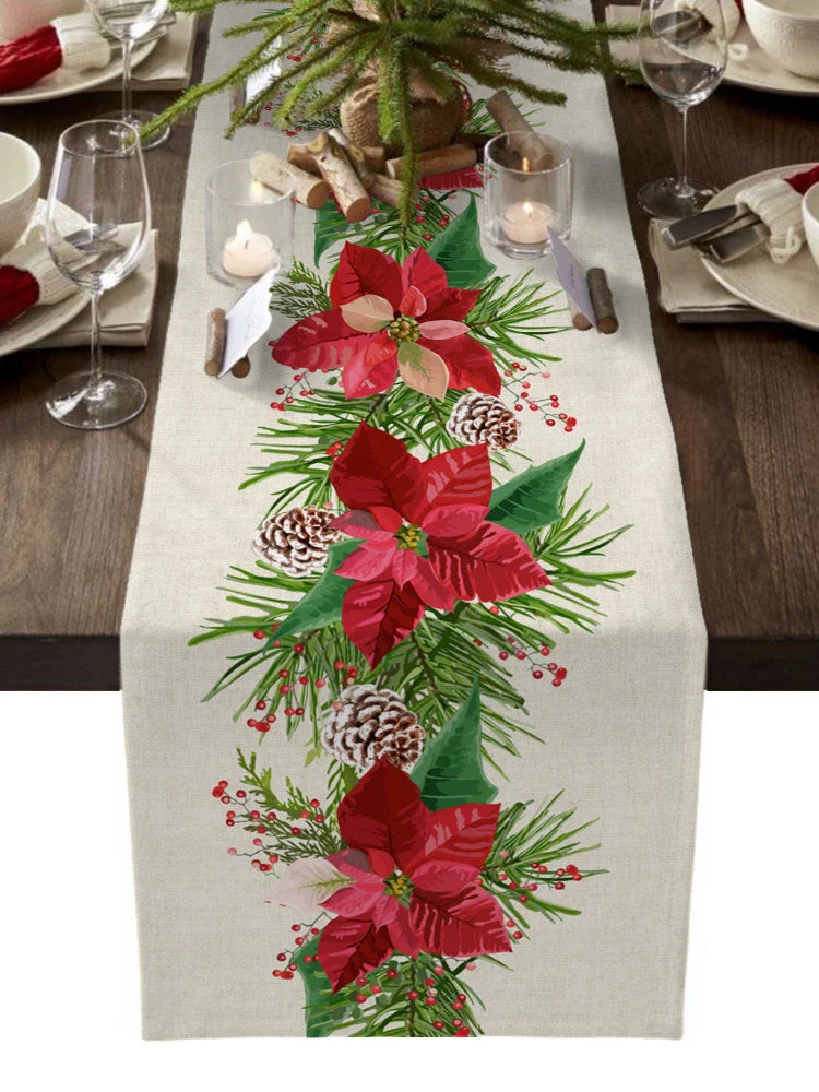 Christmas Style Table Runner Wedding Decoration Tablecloth Christmas Tree Print Decor New Year Gift Party Christmas Table Runner