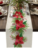 Christmas Style Table Runner Wedding Decoration Tablecloth Christmas Tree Print Decor New Year Gift Party Christmas Table Runner