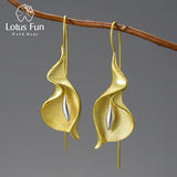 Lotus Fun 18K Gold Long Hanging New Calla Lily Flower Dangle Earrings for Women Real 925 Sterling Silver Luxury Fine Jewelry