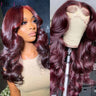 13X6 Hd Lace Frontal Human Hair Wigs 34 Inch Red Colored Body Wave Lace Front Wig Burgundy Curly 13X4 Lace Front Human Hair Wig