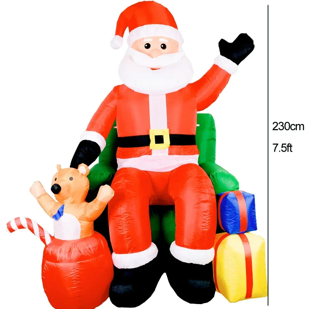 Christmas Inflatable Decoration Santa Claus Snowman Hot Air Balloon LED Lighted Snowing Inflatable Toy New Year Xmas Party Decor