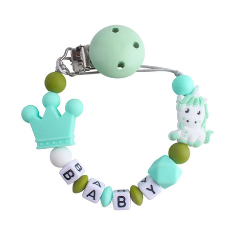 Personalized Name Handmade Silicone Baby Beech Dummy Pacifier Clip Dinosaur Safe Teething  Teether Pacifier Chains Holder Gift