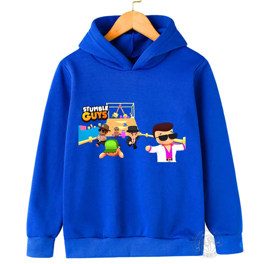 Kids Anime Stumble Guys Hooded Sweatshirts Long Sleeve Pullover Boys Girls Game Print Hoodies Stumble Guys Children Hoodie Tops