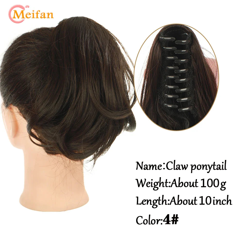 MEIFAN Long Synthetic Wavy Clip in Hair Ponytail Hair Wigs Extensions Style Claw Pony Tail Hairpiece for Women Cosplay Party