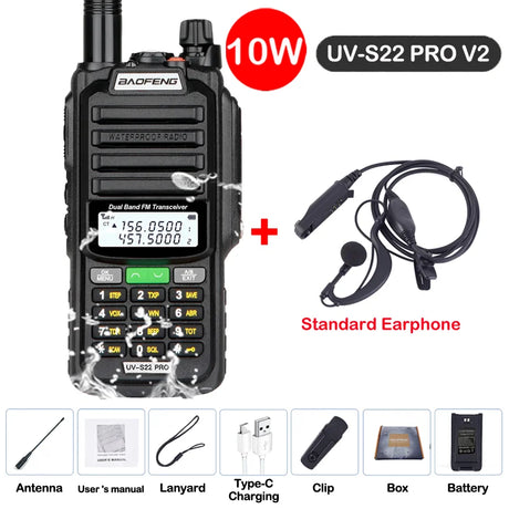 Baofeng UV S22 PRO V2 IP68 Walkie Talkie Waterproof Dual Band 136-174/400-520MHz Ham Radio Upgraded Of UV9R UV5R Pro 50KM Range