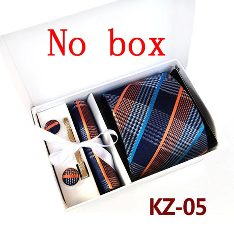 Ties For Men Luxury Tie Set Gift Box Jacquard Necktie Pocket Square Clip Cufflinks Handkerchief Corbata