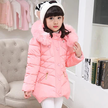 Big Size Winter Girls Jackets Keep Warm Thicken Christmas Coat Autumn Hooded Zipper Waterproof Outerwear Kids Clothes 3-12 Years