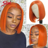 Sleek Ginger Orange Lace Front Short Bob Wigs Highlight P4/27# Brazilian Human Hair Wigs 200% Density Natural Remy Human Hair