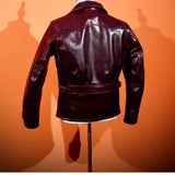 YR!Free shipping.Luxury oil top grain horsehide coat.Mens 1930 Rider leather jacket.Burgundy Vintage leather Can Wear 50 years