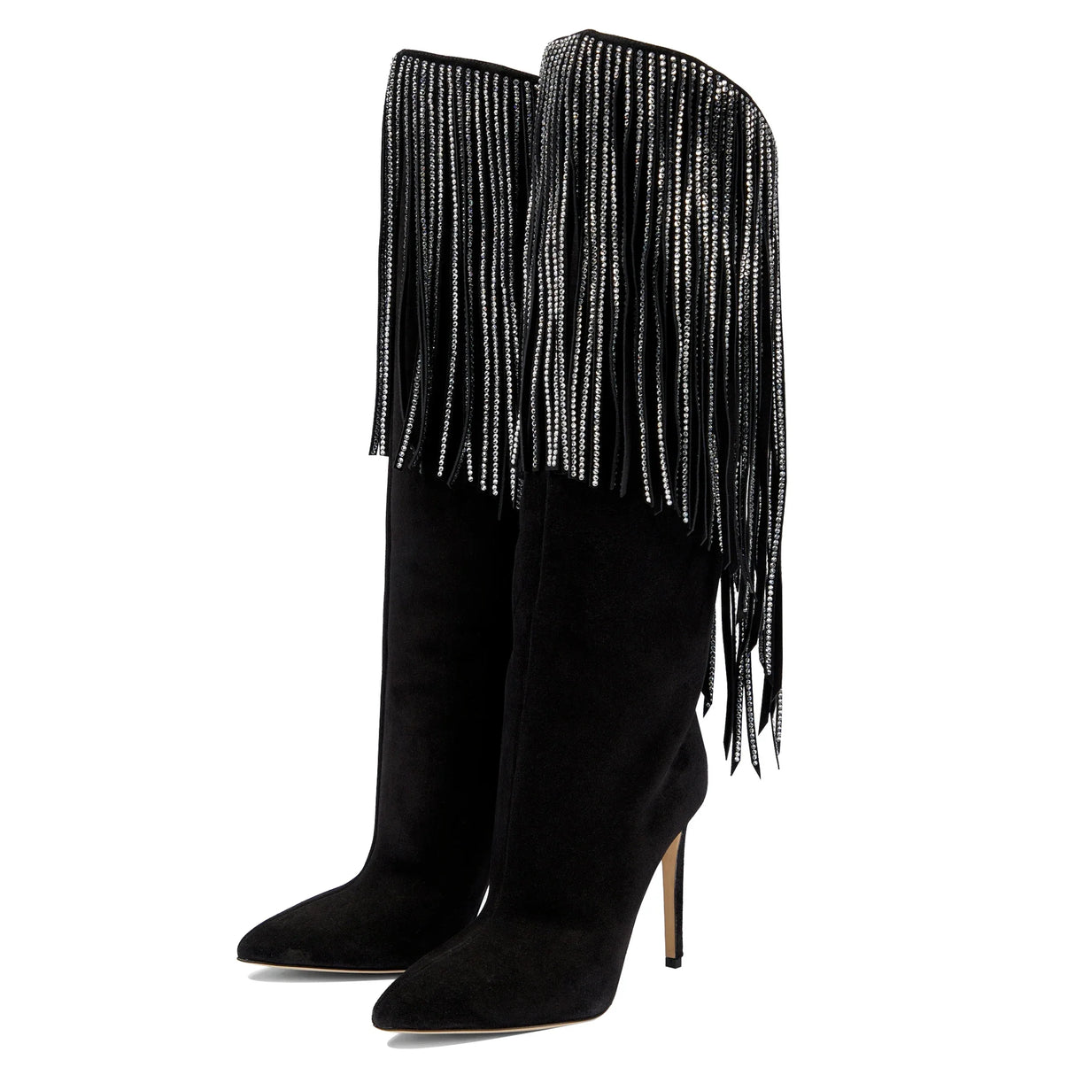 Women's stiletto Frosted leather knee high boots pointed toe dress Tassel women's shoes