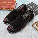 Old Beijing Cloth Shoes Embroidery Flower Social Guy Male Moccasin-Gommino Student Casual Shoes Fashion National Chinese Style