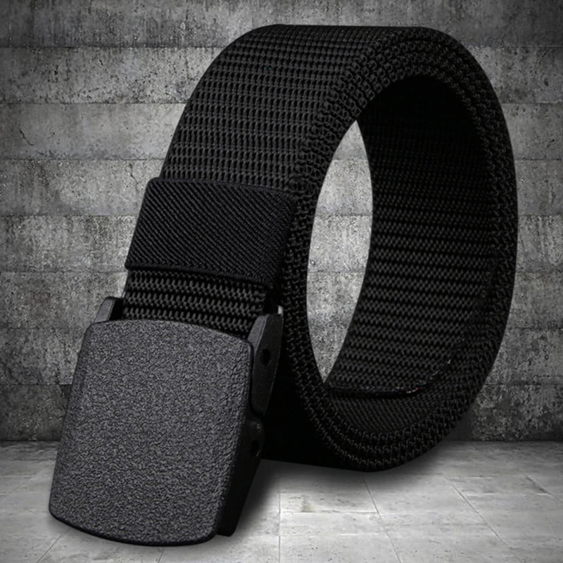 Men's Belt Casual Lightweight Breathable Tactical Outdoor Automatic Buckle Military Training Security Check Male's Canvas Belts