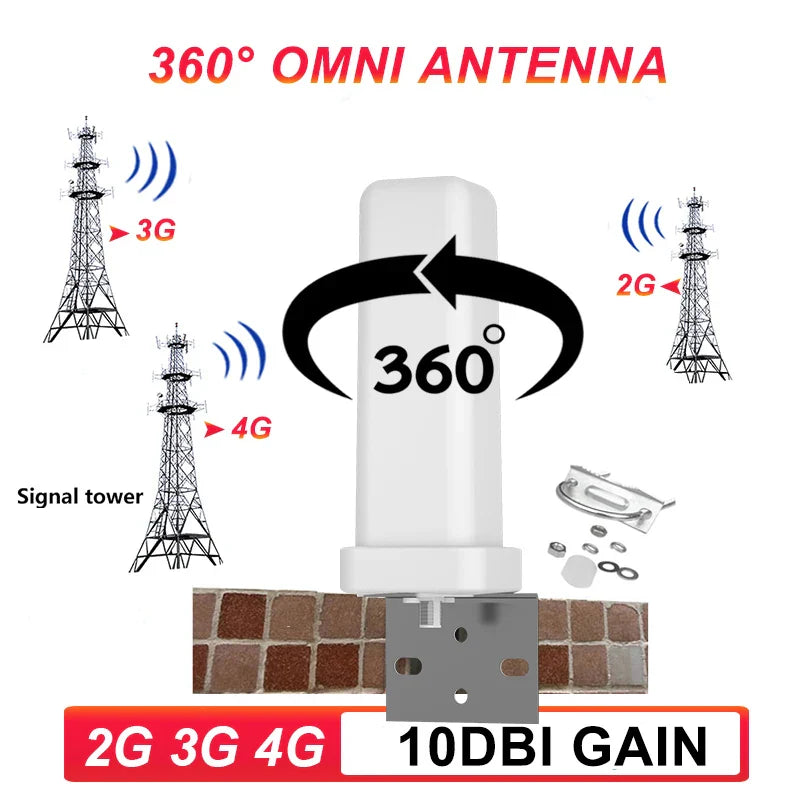 2G 3G 4G LTE GSM UMTS 360° Antenna Kit Outdoor + Indoor + Coaxial Cable for Cell Mobile Phone Signal Booster Amplifier Repeater