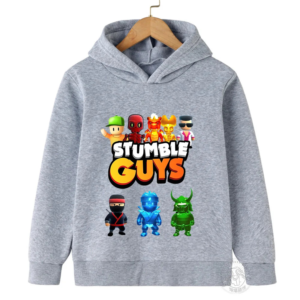 Kids Anime Stumble Guys Hooded Sweatshirts Long Sleeve Pullover Boys Girls Game Print Hoodies Stumble Guys Children Hoodie Tops