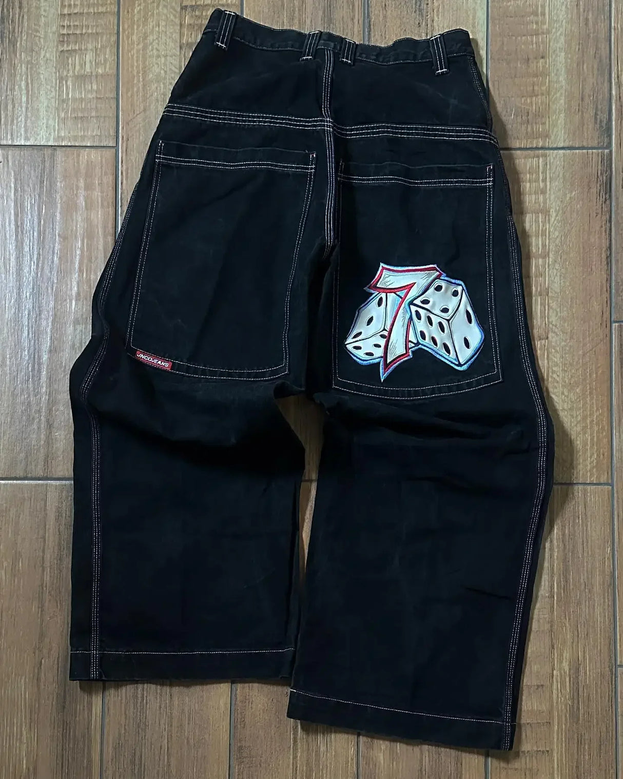 JNCO Jeans Men Y2K Harajuku Hip Hop 7 Graphic Embroidery Baggy Denim Pants Streetwear Casual High Waist Wide Leg Trousers New