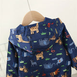 Baby Coat Spring And Autumn Boys' Hooded Zipper Jacket Children'S Cartoon Print Windproof Casual Sports Top