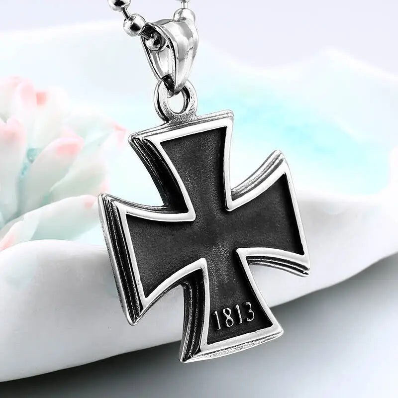 Saiye 316L Mens Stainless Steel 1813 1939 WW2 German Iron Cross Pendant Necklace Men Fashion Jewelry Wholesale