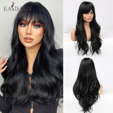 EASIHAIR Light Orange Synthetic Wigs Long Wavy Ombre Natural Hair Wigs with Bangs for Women Cosplay Lolita Wig Heat Resistant