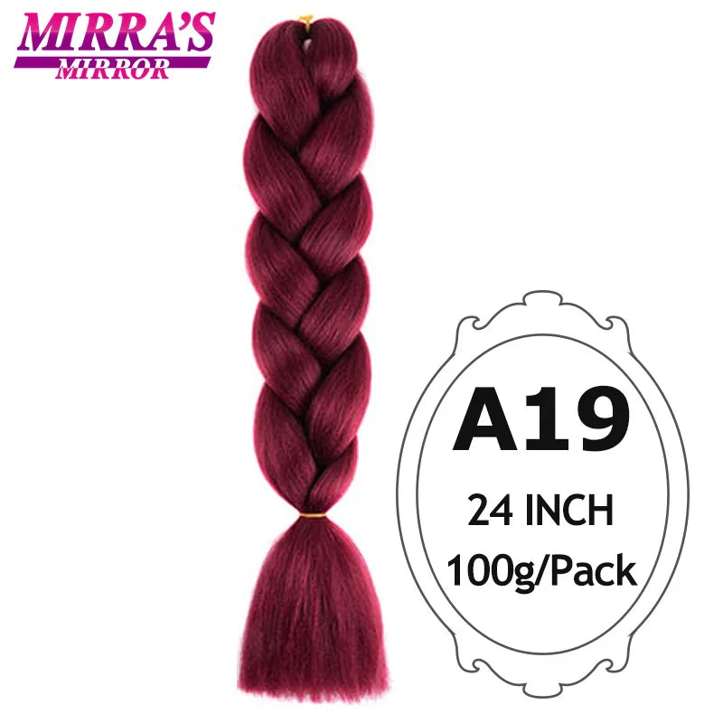 Jumbo Braiding Hair Extensions 24inch Ombre Hair For Braids 5Pcs Box Braid Yaki Texture Synthetic Fiber Fake Hair Mirra’s Mirror