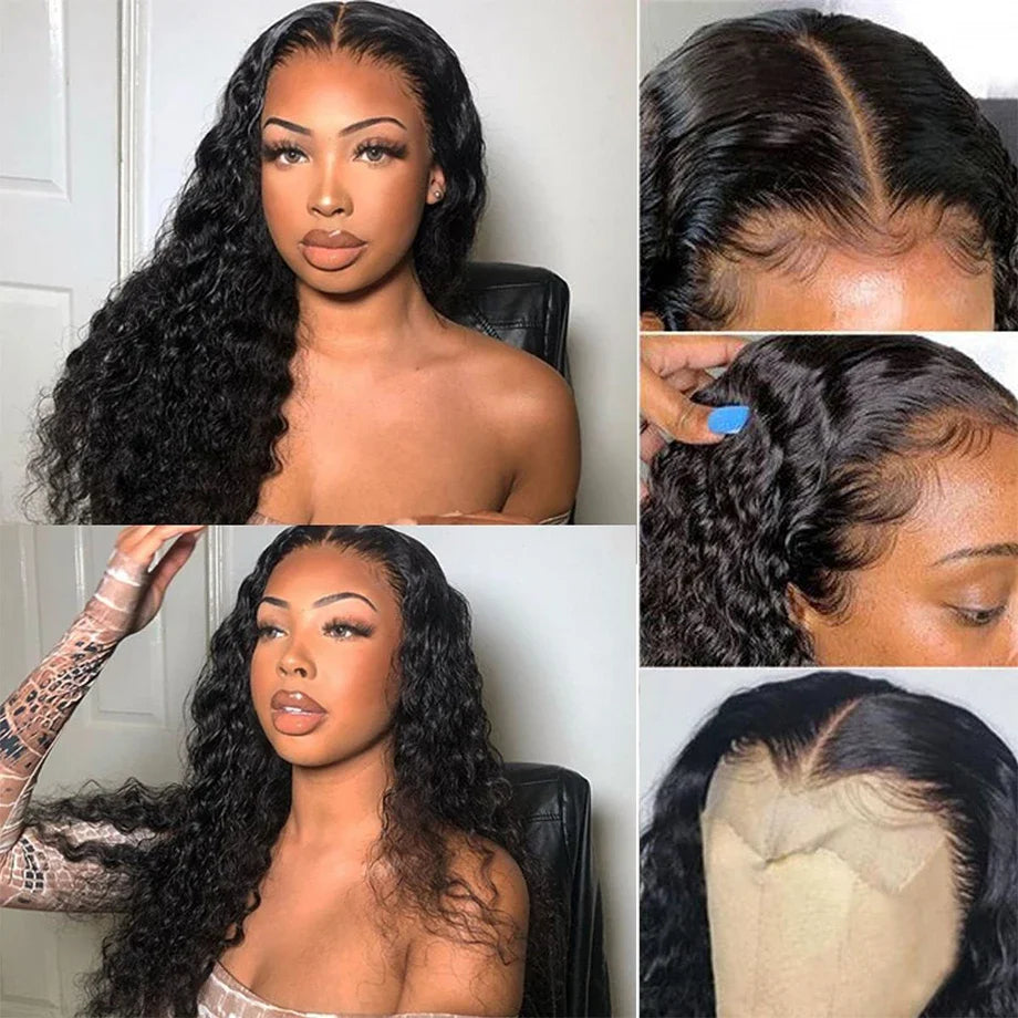 Deep Wave 13x4 Lace Front Human Hair Wigs For Women 30inch Indian Curly 13x6 Lace Frontal Wig Wet And Wavy 4x4 Lace Closure Wigs