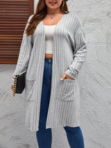 Plus Size Spring Autumn Midi Knitted Cardigan Women Casual Fashion V-Neck Ladies Cardigan Long Sleeve Loose Woman Sweater Coats