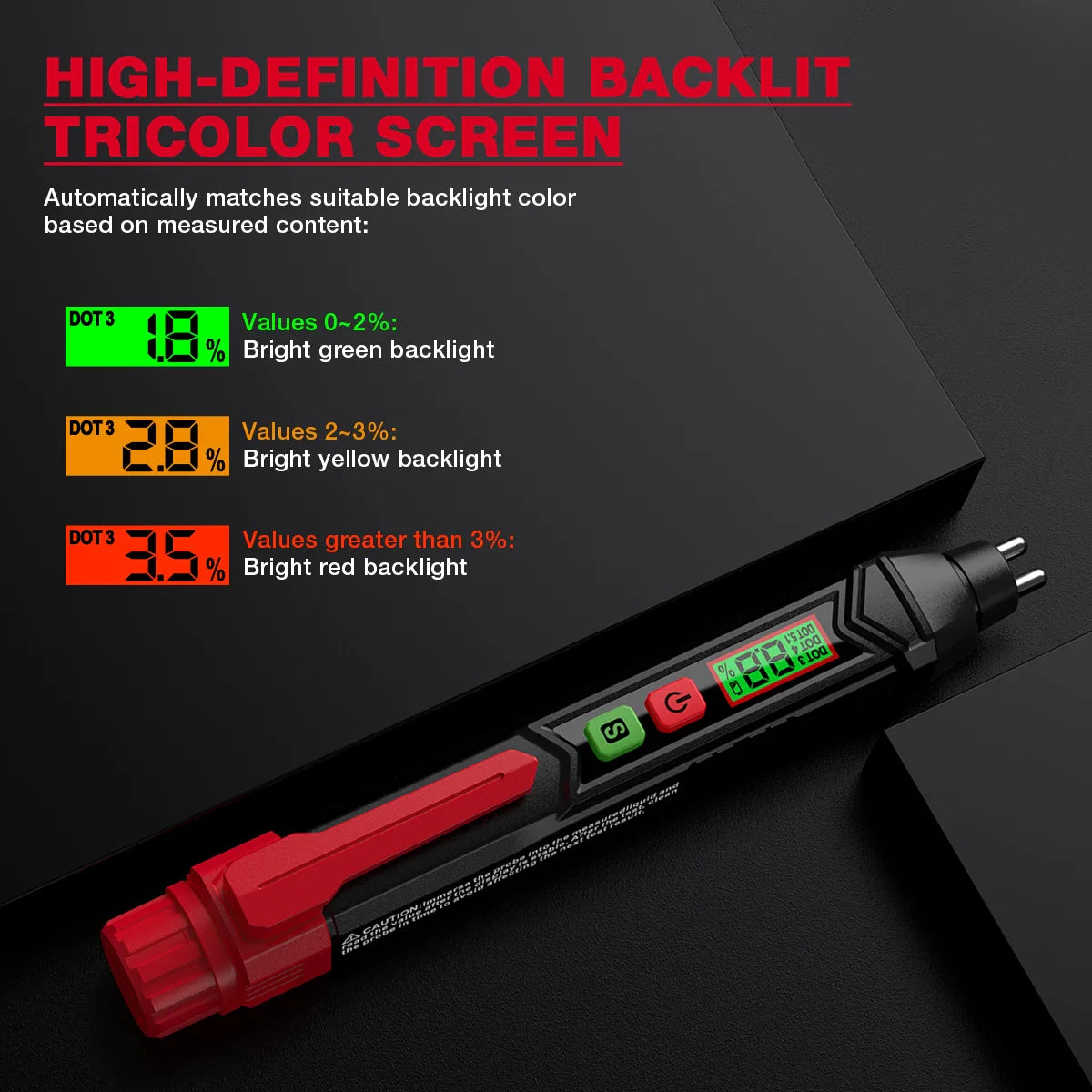 Car Brake Fluid Moisture Meter Liquid Oil Tester Analyzer For DOT3/DOT4/DOT5.1 Brake oil Quality Check Pen Sound Light Alarm