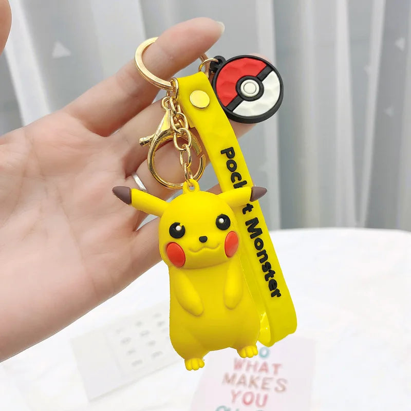 Pokemon Keychain Anime Figures Pikachu Cartoon Key Chain Charmander Psyduck Fashion Bag Keyring Pendant Accessories Toy Kid Gift