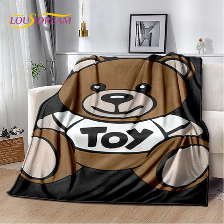 HD Cartoon Moschino Toy Bear 3D Blanket,Soft Throw Blanket for Home Bedroom Bed Sofa Picnic Travel Office Rest Cover Blanket Kid