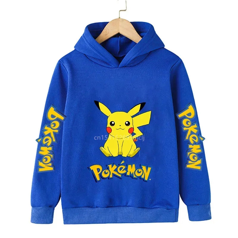 Pokemon Children Costume Spring Boy Hoodie Kids Clothes Funny Pikachu Pokemons Hoodies for Teen Girls 2-12y Baby Boys Sweatshirt