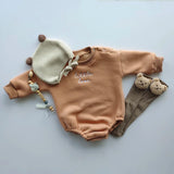 Spring Autumn Newborn Infant rompers one-piece Letter embroidery sweatshirt romper Long Sleeve Baby Full loose Body jumpsuits