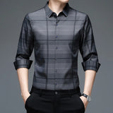 Spring Autumn Plaid Polo Shirt Men's Long Sleeve Shirts Casual Fashion Business Shirts Male Formal Top