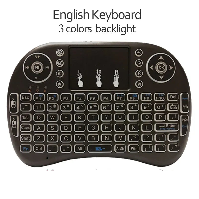 Colorful Backlight English Russian 2.4G Air Mouse Remote Touchpad for Android TV Box PC I8 Mini Wireless Keyboard