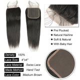 Bone Straight Bundles With Closure Brazilian Hair Weave Bundles With Closure 30 Inch Naturel Hair Bundles with Lace Frontal Hair