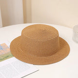 Summer Fashion Versatile Men's Women's Straw Hat Flat Top Fashion Sunscreen Foldable Fedora Beach Tourism Straw Hat Children