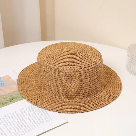 Summer Fashion Versatile Men's Women's Straw Hat Flat Top Fashion Sunscreen Foldable Fedora Beach Tourism Straw Hat Children