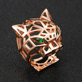 Zlxgirl jewelry High-grade hollow design smooth faceted leopard ring beauty wedding finger rings best couple anel gifts free bag