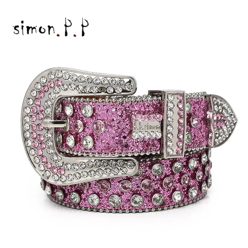 Punk Rock Colorful Rhinestones Belt Studded Western Bling Belts Y2K for Women Men Cowgirl Cowboy with Diamond Ceinture Femme