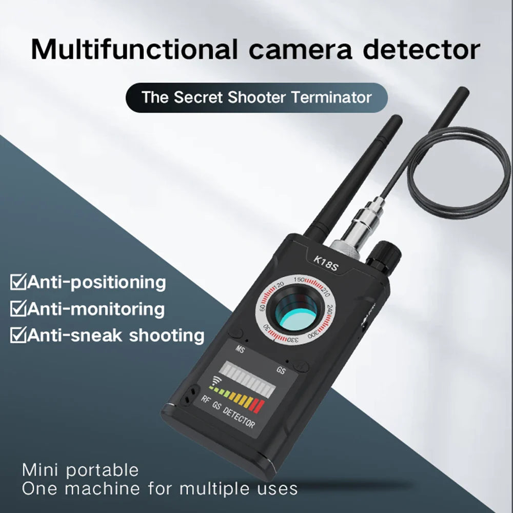 K18 Multi-function Anti-Candid Cam Wireless Lens Device Finder 1MHz-6.5GHz GSM Audio Bug Finder GPS Signal RF Tracker Detect