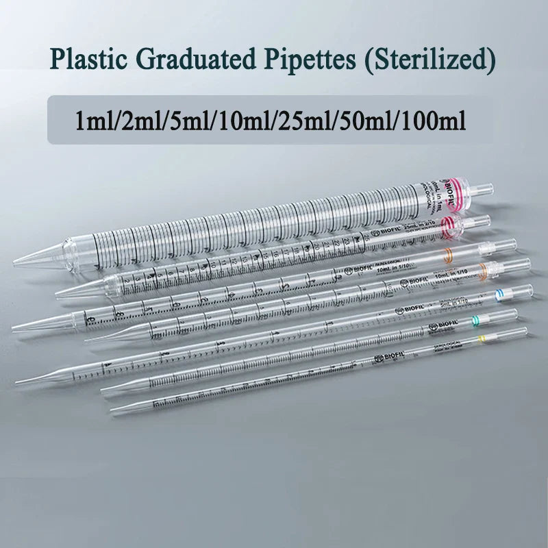 1ml 2ml 5ml 10ml 25ml 50ml Disposable Serological Pipette Sterile Individual Sterilized Plastic Pipettor Graduated Pipettes