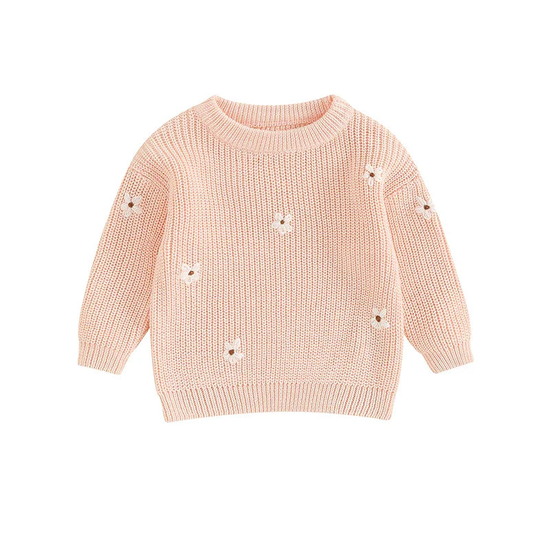 Newborn Baby Girls Winter Flower Sweater Clothes 2023 Autumn Newborn Infant Clothing Pullover Knitted Kids Sweaters