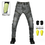 New zipper pants Motorcycle jeans Men's high elastic motorcycle riding rider pants Racing pants with protective gear