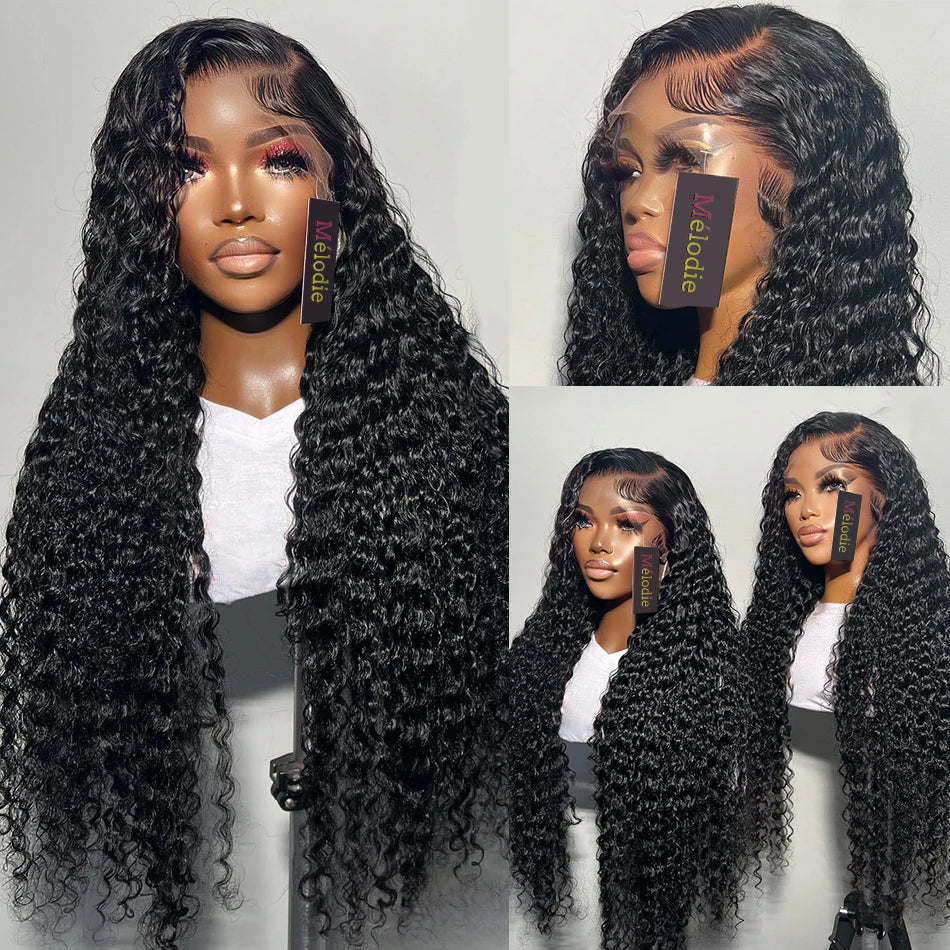 250% Rear to Wear Glueless Human Hair Wig 4x4 5x5 Glueless Wig HD Transparent Curly Human Hair Deep Wave 13x6 Lace Frontal Wig