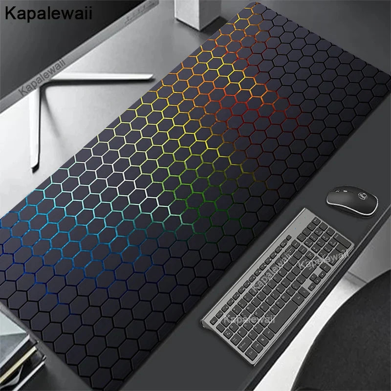 Gaming Mousepads Geometric Black Mousepad XXL Large Mouse Mat Big Desk Pads Non-Slip Stitched Mouse Pad PC Gamer Keyboard Mats